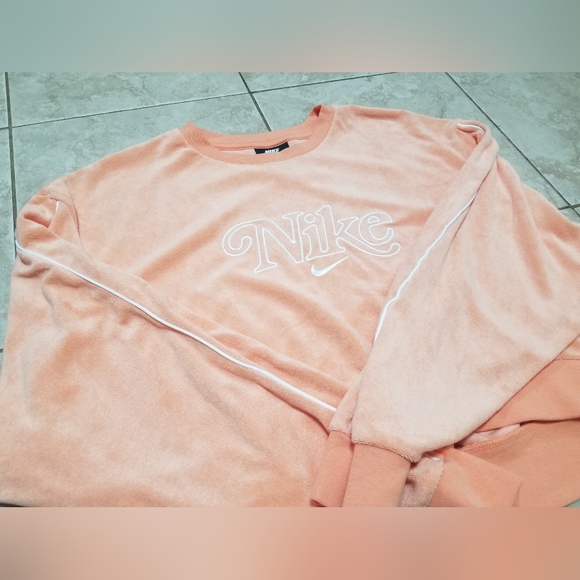 Nike Orange Terry Cloth Cropped Sweater, Women's Size S, Out of Stock - Picture 10 of 10